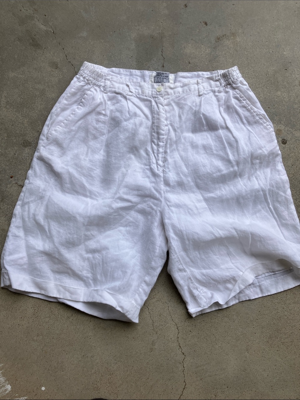 VTG Ann Gerlin White Linen Shorts, 14